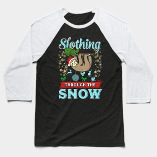 Cute Slothing Through the Snow Christmas Sloth Baseball T-Shirt